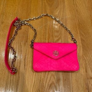 Tory Burch Purse Neon Pink Snakeskin